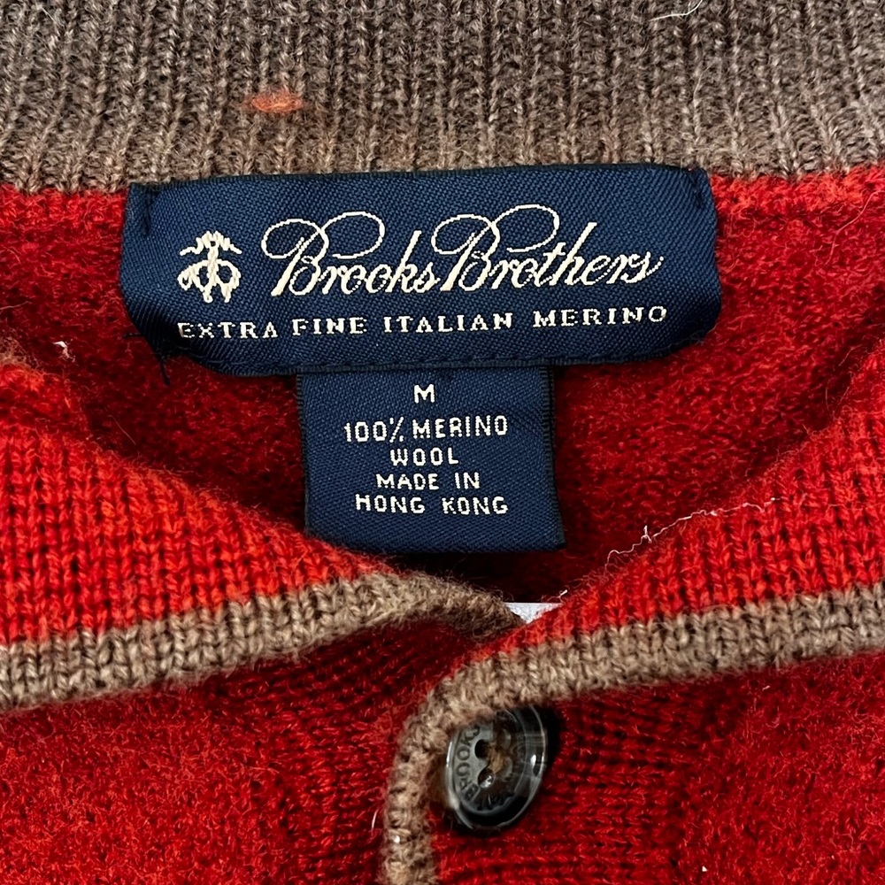 Brooks Brothers Red and Brown Merino Wool unisex Cardigan
